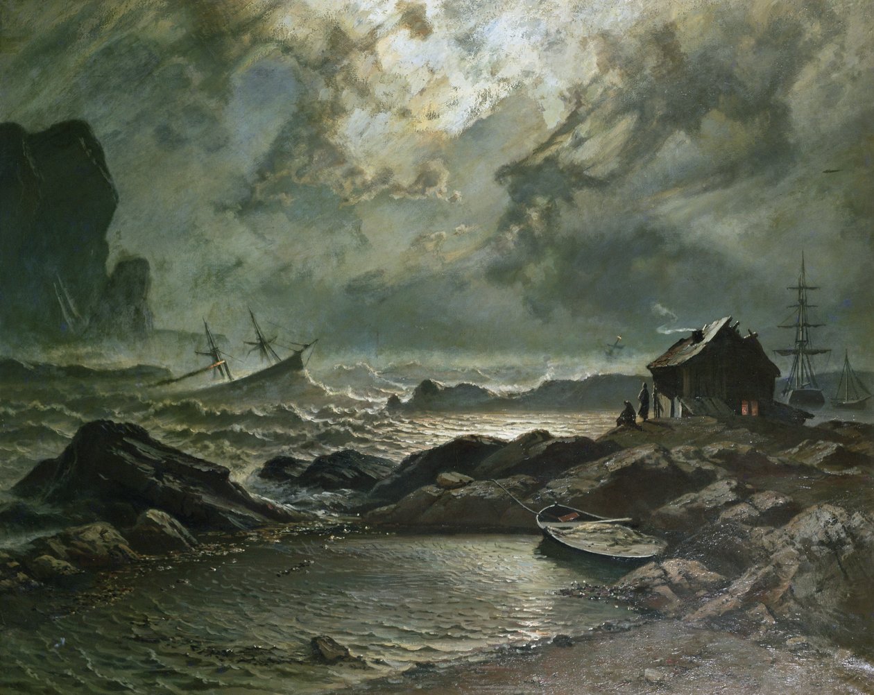 Storm på den norske kyst af Knud Andreassen Baade