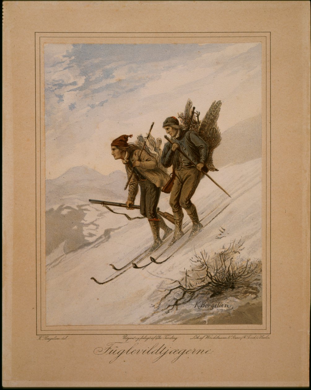 Wild Bird Hunters (akvarel på papir) af Knud Bergslien