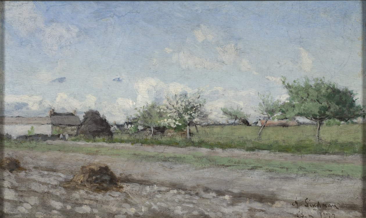 Æbletræ i blomst, 1877 af Knut Axel Lindman