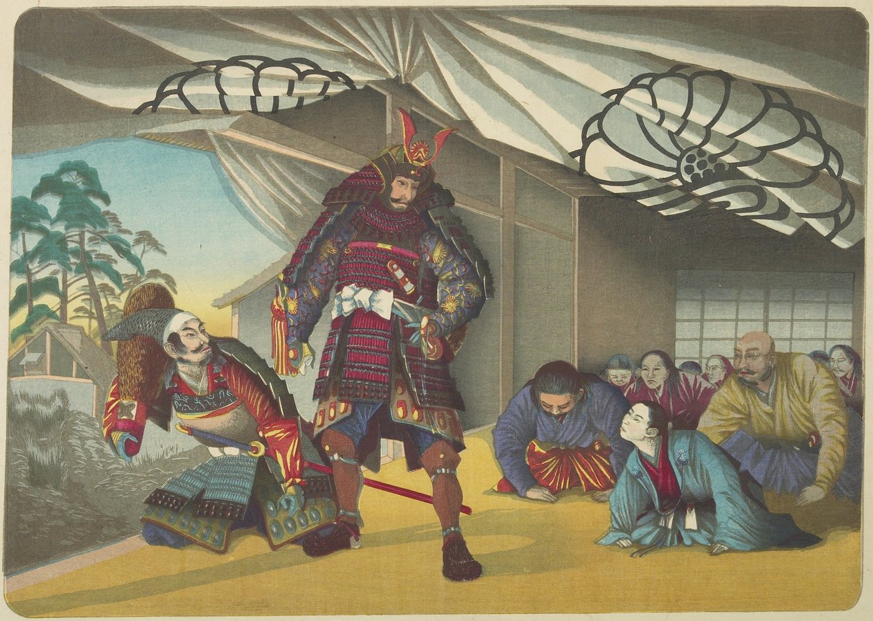 (Kriger på vej ud til kamp), ca. 1880-1899 af Kobayashi Kiyochika