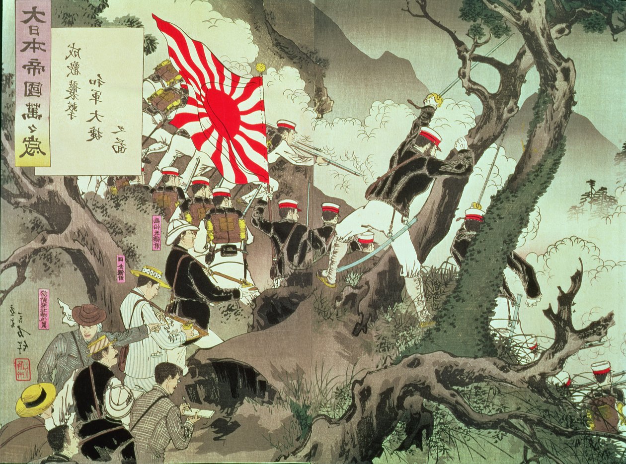Scene fra den kinesisk-japanske krig i Korea (træblokgravering) af Kobayashi Kiyochika