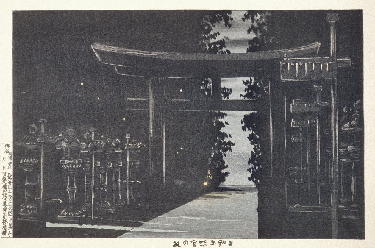 Aften ved Tōshōgū-helligdommen, Ueno, Tokyo af Kobayashi Kiyochika