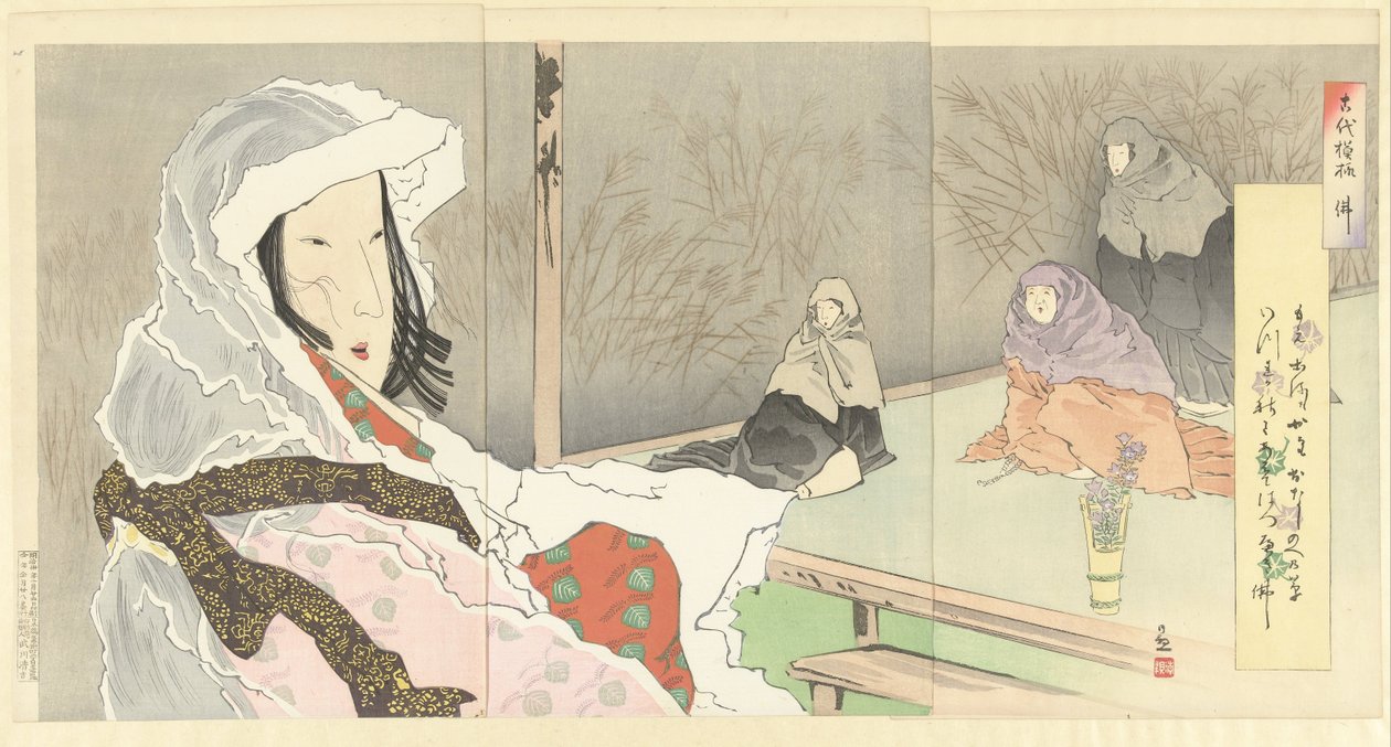 Hotoke med nonnerne Hotoke (titel på objekt) Mønstre fra fortiden (serietitel) Kodai moyo (serietitel på objekt) af Kobayashi Kiyochika