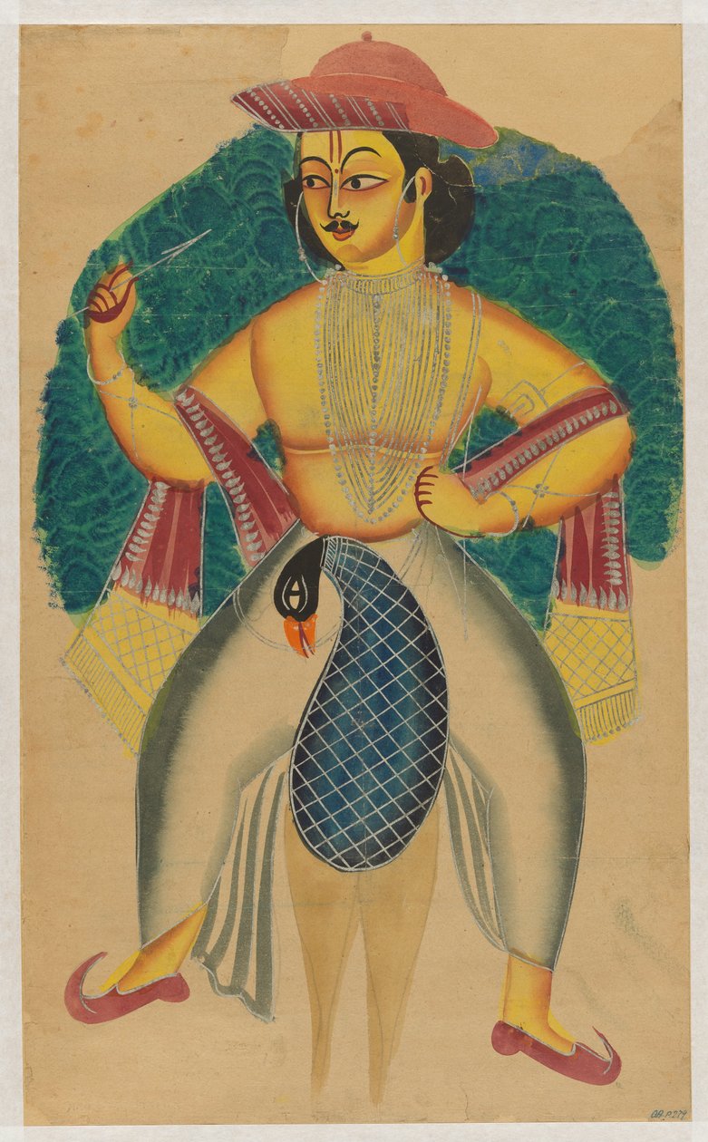 Skanda på sin påfugl af Kolkata (Calcutta) Kalighat