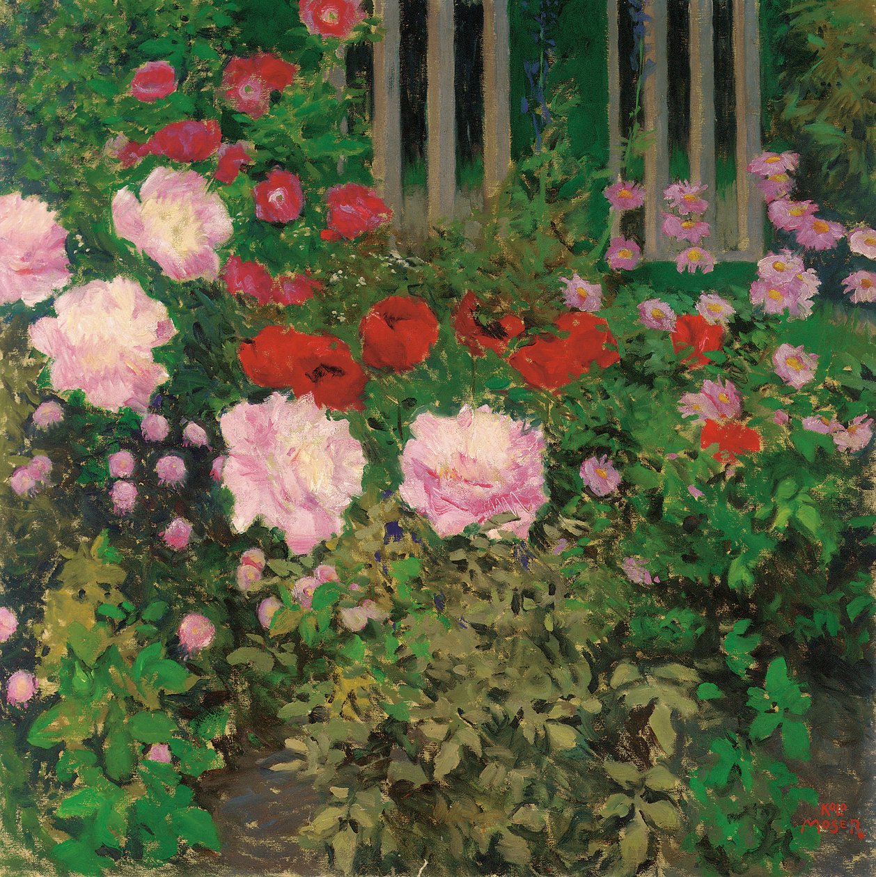 Blomster og Havehegn; Blomstrende blomster på havehegnet af Koloman Moser