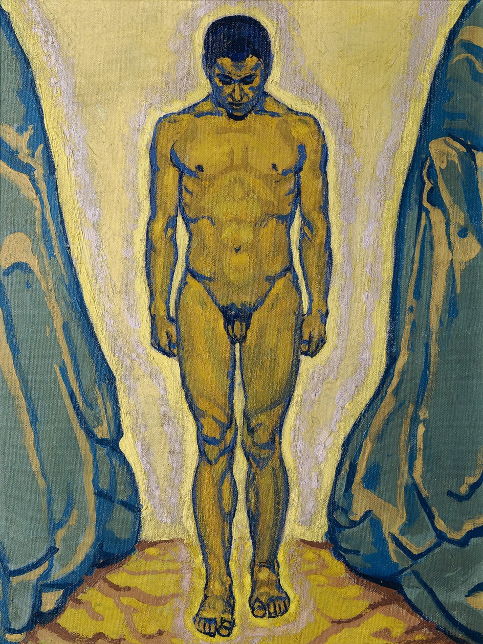 Stående mandlig nøgen mellem sten, ca. 1915. af Koloman Moser