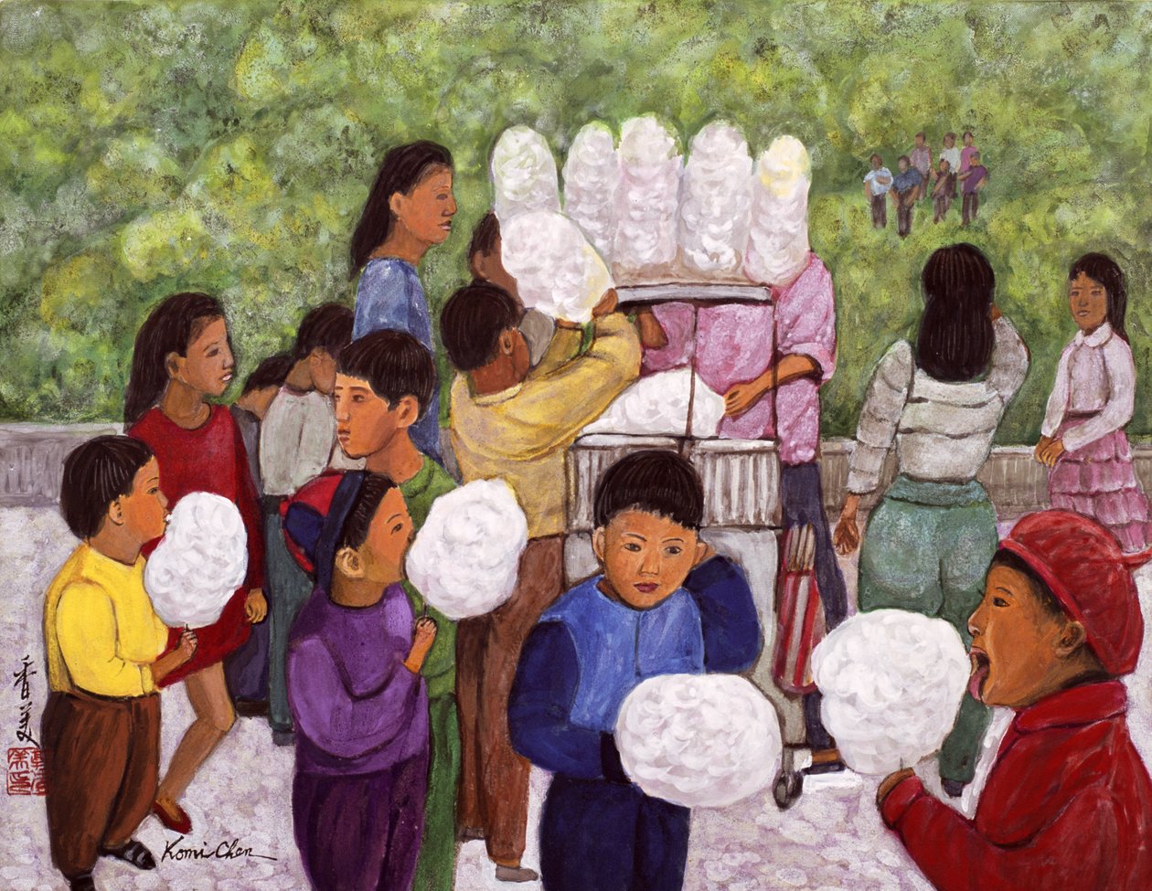 Candy Candy, 1992 (gouache på silke) af Komi Chen