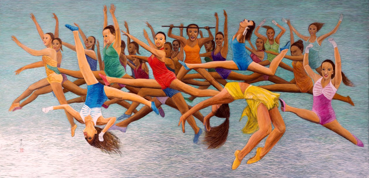 Leaping High, 2014 (østlig gouache på rispapir) af Komi Chen