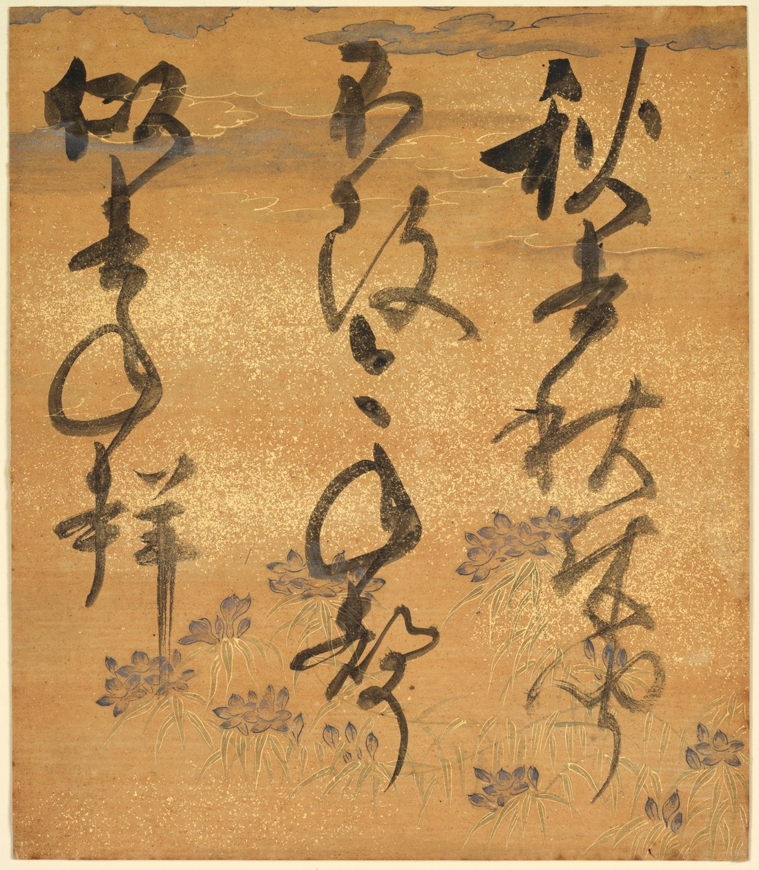 Portion of a Poetry Anthology: Cicada, fra Shinsen Roeishu, slutningen af det 16.-begyndelsen af det 17. århundrede. af Konoe Nobutada