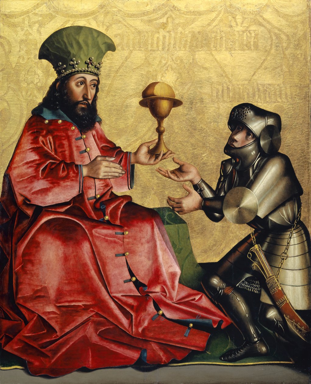 Abraham før Melkisedek fra Heilspiegel-altertavlen, ca. 1435 (blandede medier på egetræspanel) af Konrad Witz