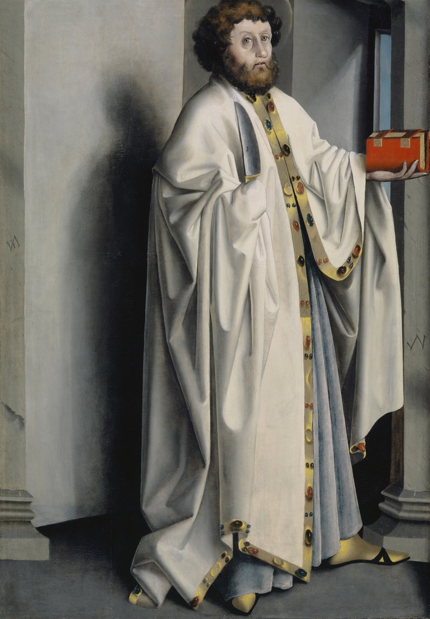 Saint Bartholomew fra Heilspiegel-altertavlen, ca. 1435 (blandede medier på egetræspanel) af Konrad Witz