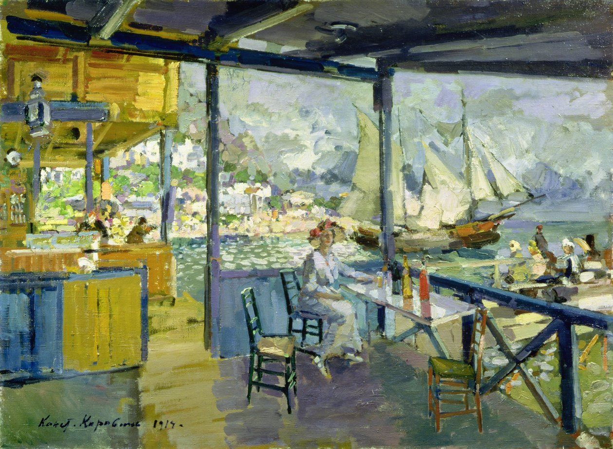 En café i Gursuph, 1914 af Konstantin Alekseevich Korovin