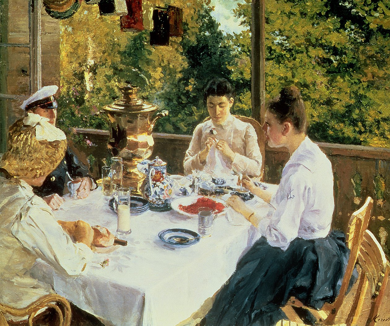 Ved tebordet, 1888 af Konstantin Alekseevich Korovin