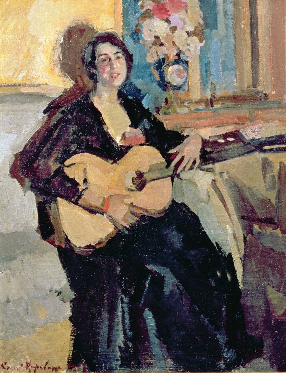 Dame med en guitar, 1911 af Konstantin Alekseevich Korovin