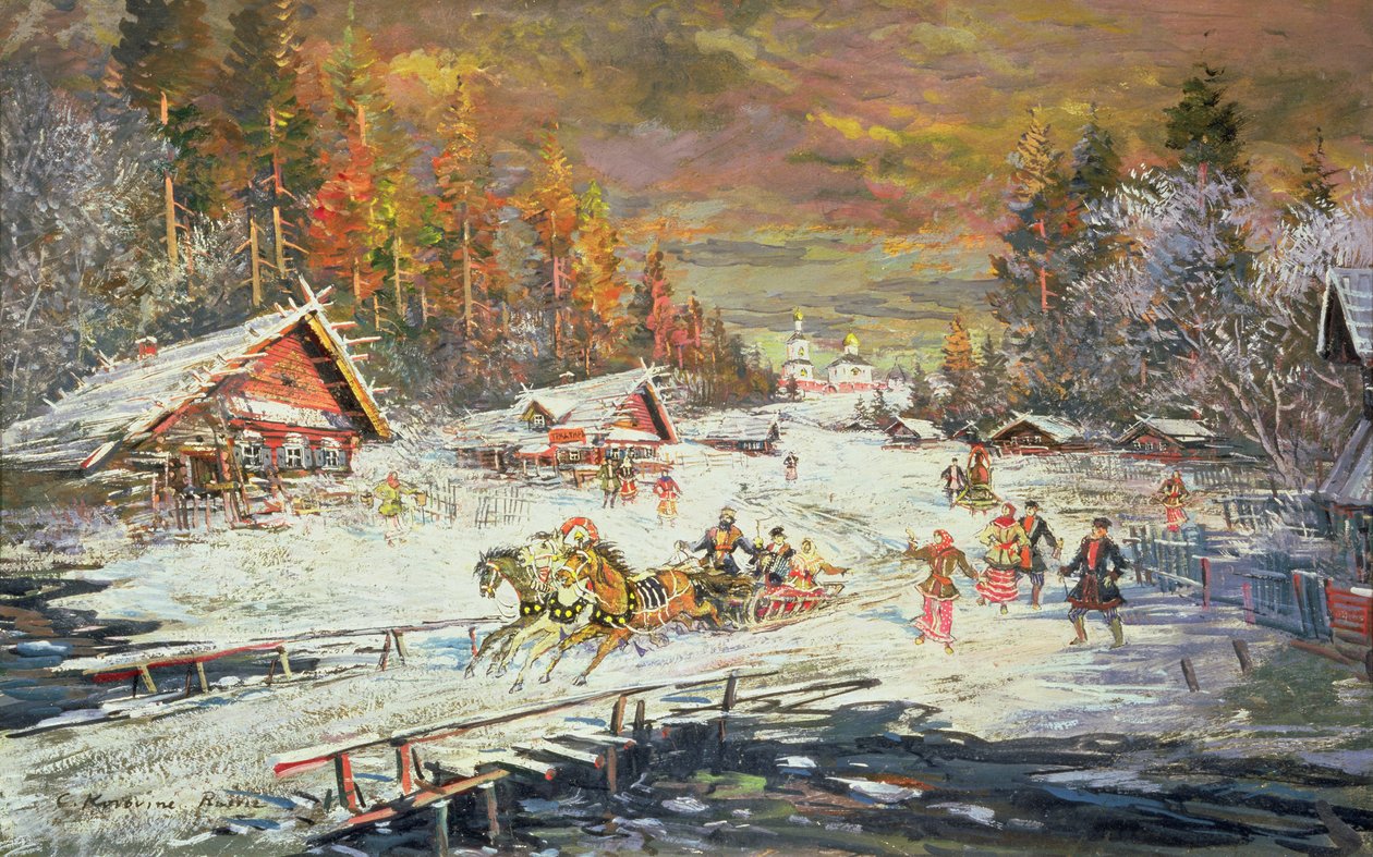 Den russiske vinter, 1900-10 af Konstantin Alekseevich Korovin