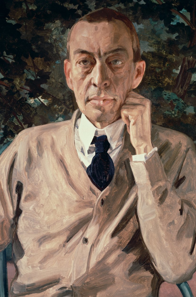 Portræt af komponisten Sergej Vasilievich Rachmaninov (1873-1943) 1925 af Konstantin Andreevic Somov