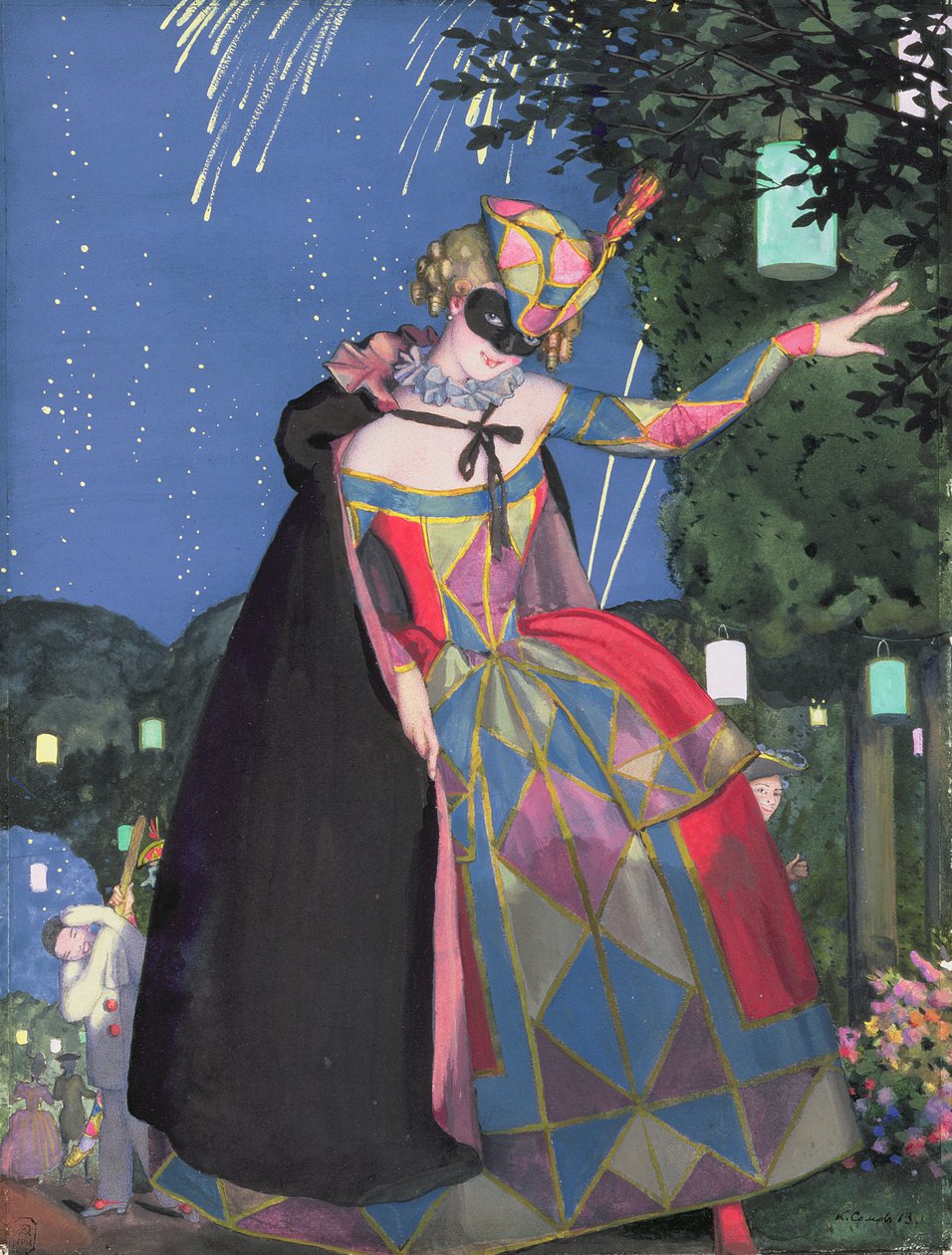 The Little Tongue of Columbine, 1913 (wc und gouache på papir) af Konstantin Andreevic Somov