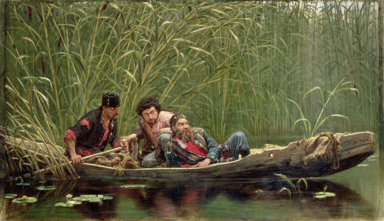 Mistænkelige mennesker, 1882 af Konstantin Apollonovich Savitsky