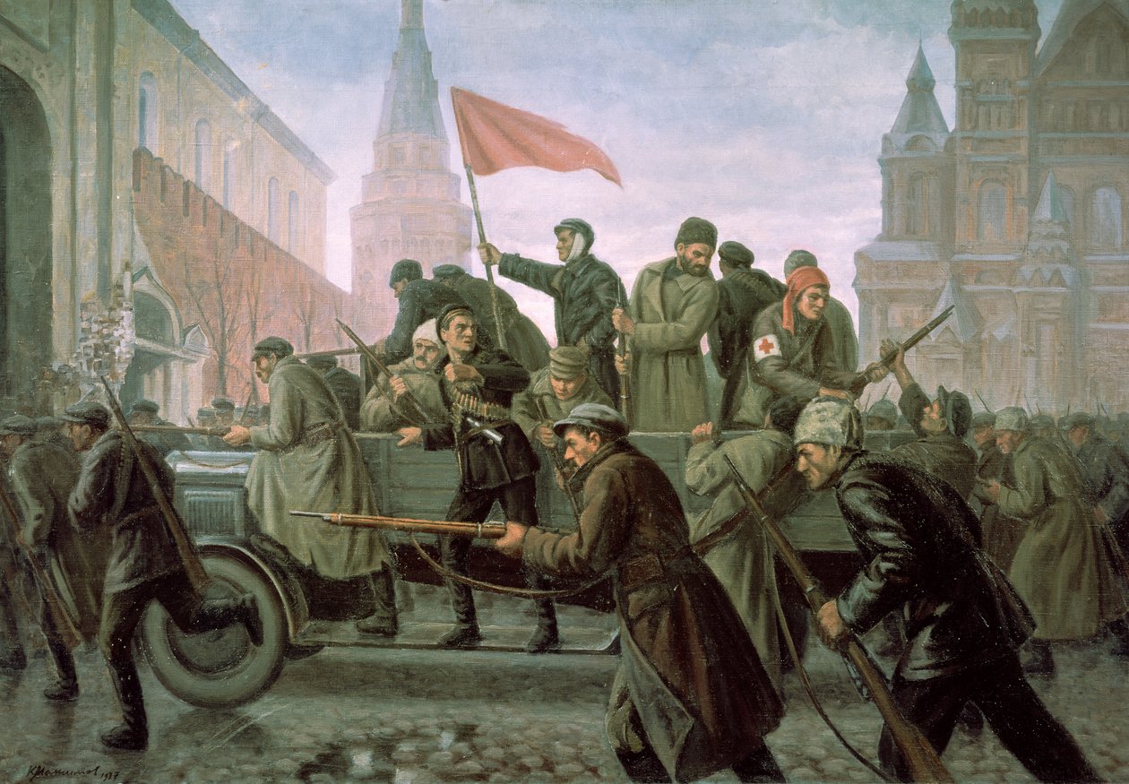 Indtagelsen af Kreml i Moskva i 1917, 1938 af Konstantin Ivanovich Maximov