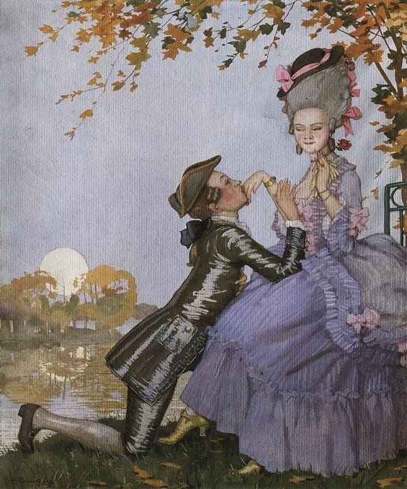 En ung mand og en dame.n af Konstantin Andreevic Somov