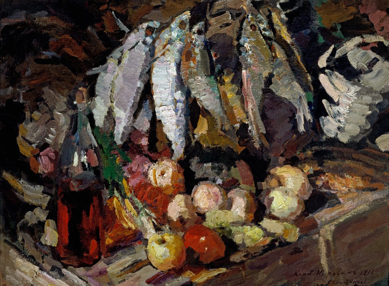 Fisk, vin, frugt af Konstantin Alekseevich Korovin