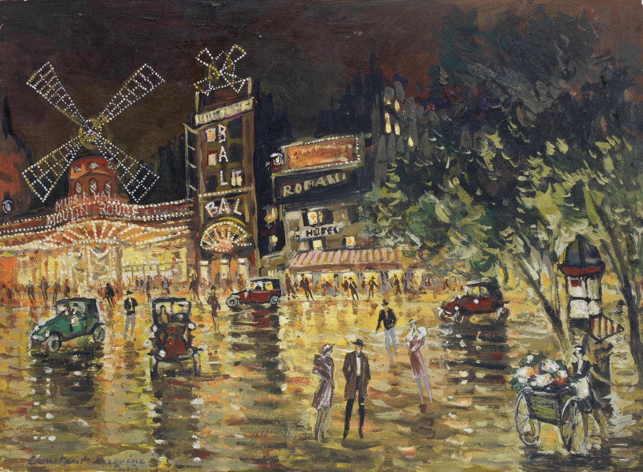 Le Moulin Rouge - Konstantin Alexeyevich Korovin (1861-1939). Olie på pap. Mål: 40,5x55,6 cm. Privat samling af Konstantin Alekseevich Korovin