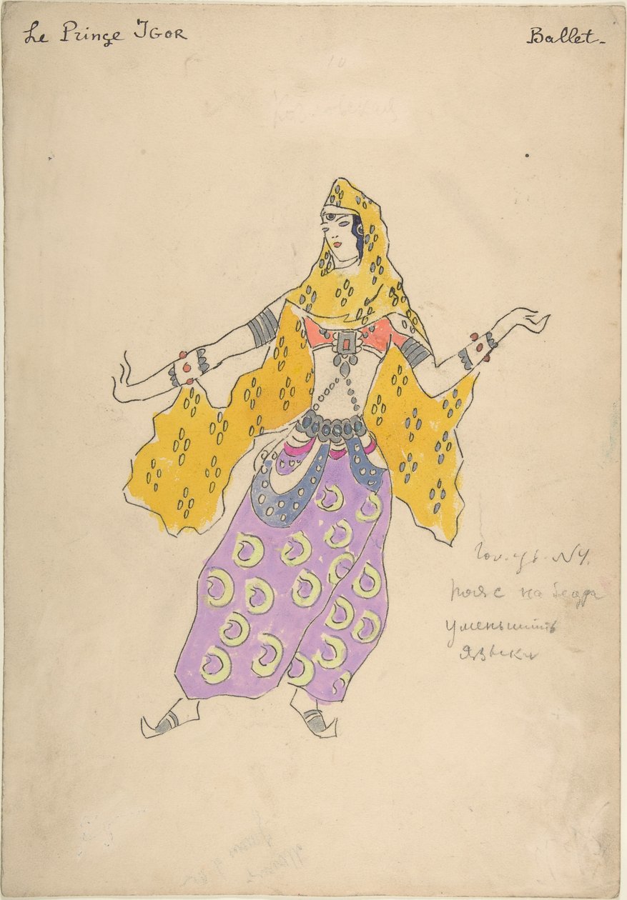 Polovtsian pige. Kostumedesign til operaen Prince Igor af A. Borodin, 1909 af Konstantin Alekseevich Korovin