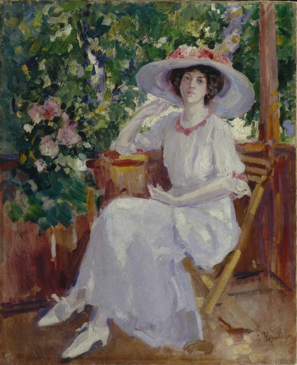 Portræt af astressen Nadezhda Komarovskaya af Konstantin Alekseevich Korovin