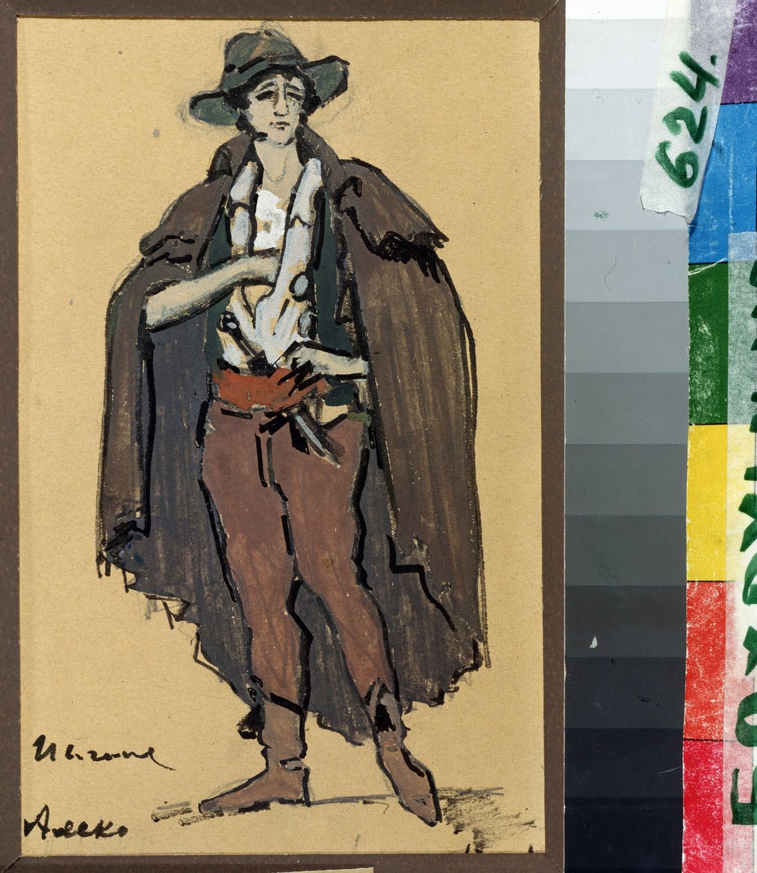 Kostumedesign til operaen ""Aleko"" af Sergei (Serguei) Rachmaninov (Serge Rachmaninoff) (1873-1943) (Kostumedesign til operaen Aleko af S. Rachmaninov). Værk af Konstantin Alexeyevich Korovin (Constantin Korovin) (1861-1939), akvarel og gouac af Konstantin Alekseevich Korovin