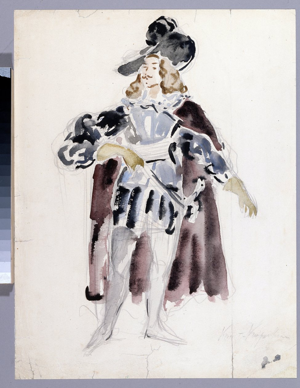 Kostumedesign til operaen ""Le guest de pierre"" af Alexandre Dargomyjski (1813-1869) (Kostumedesign til operaen Stengæsten af ​​A. Dargomyzhsky). Værk af Konstantin Alexeyevich Korovin (Constantin Korovin) (1861-1939), akvarel på papir af Konstantin Alekseevich Korovin
