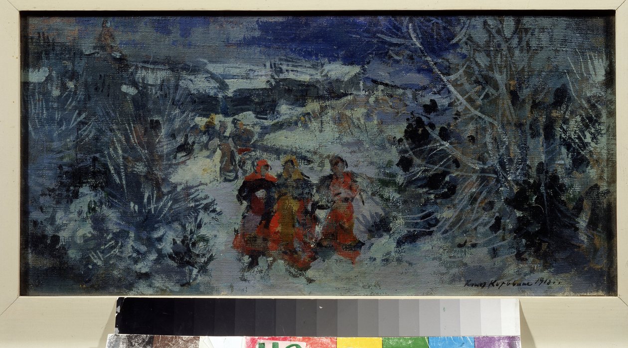 Kulisseprojekt for operaen May Night af Nicholas (Nikolai) Rimsky Korsakov (Rimsky-Korsakov) (1844-1908) (Scenedesign til operaen May Night af N. Rimsky Korsakov (Rimsky-Korsakov). Maleri af Konstantin Alexeyevich Korovin (Constantine) Korovin) (186). af Konstantin Alekseevich Korovin