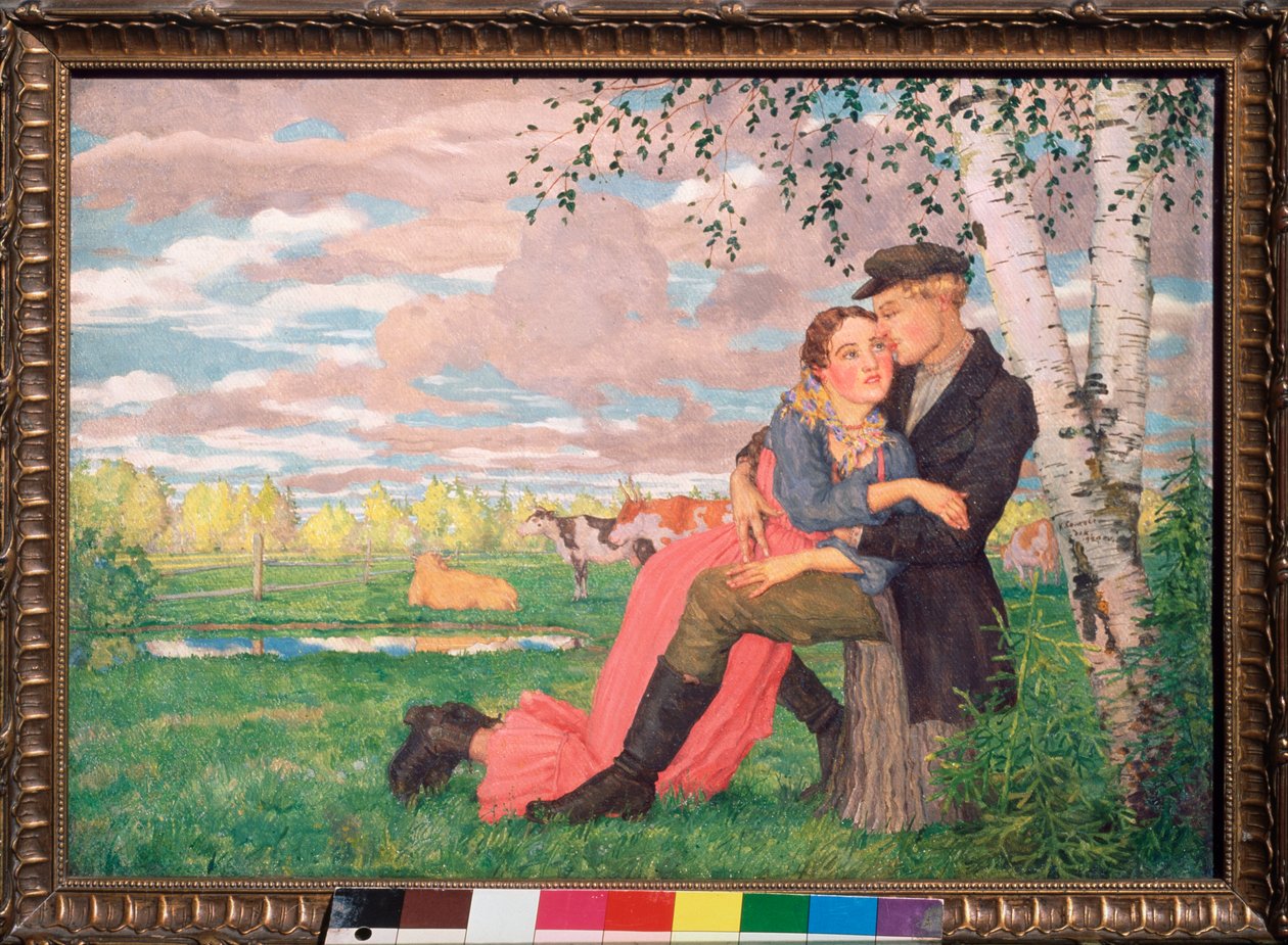 Lovers (Lovers) - Maleri af Konstantin (Constantin) Andreyevich Somov (1869-1939), olie på lærred af Konstantin Andreevic Somov