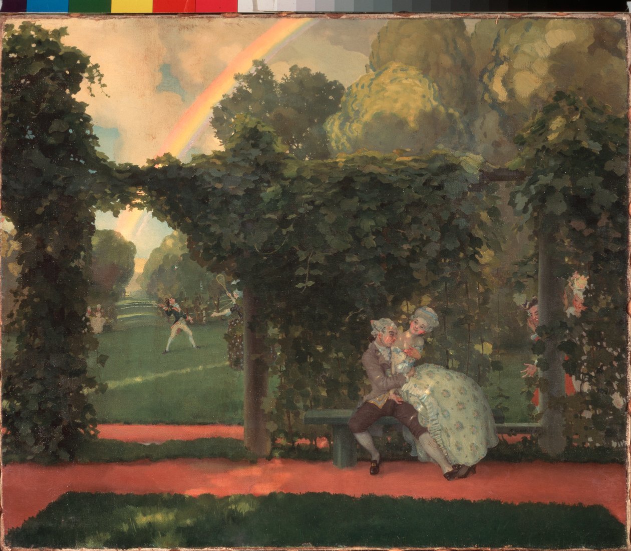 Kysset håner. Maleri af Konstantin (Constantin) Andreyevich Somov (1869-1939), olie på lærred af Konstantin Andreevic Somov