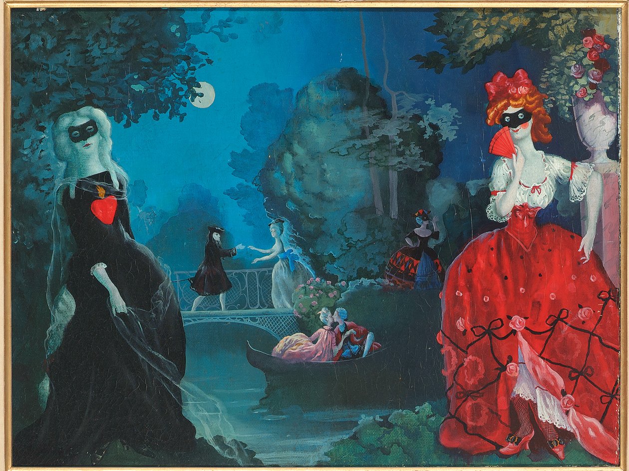 Moonlight Masquerade (olie på lærred) af Konstantin Andreevic Somov