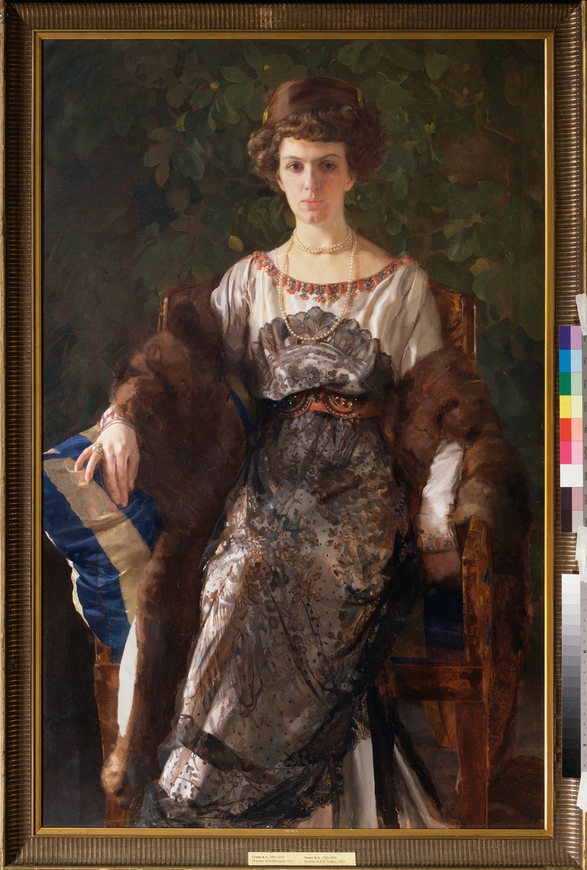 Portræt af Evfimia Nosova, født Ryabushinskaya (1881-1960). Maleri af Konstantin (Constantin) Andreyevich Somov (1869-1939), olie på lærred af Konstantin Andreevic Somov