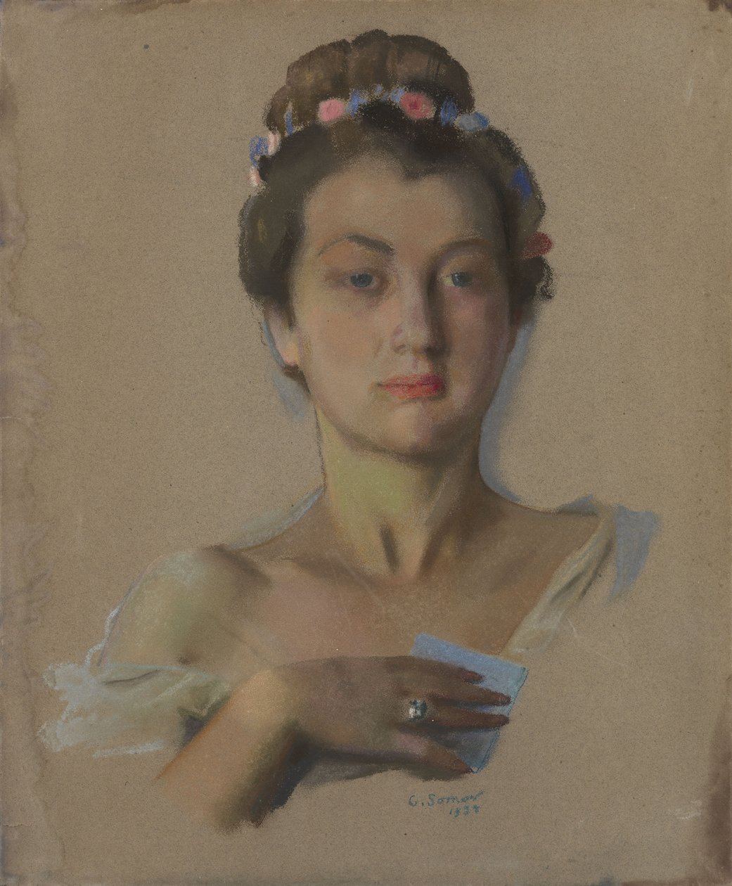 Portræt af Alexandra Levchenko, 1934 af Konstantin Andreevic Somov