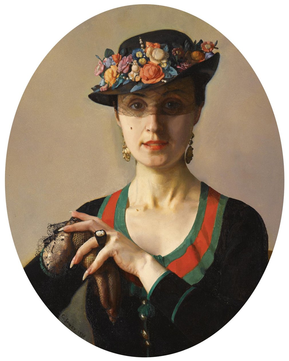 Portræt af en dame, 1936 af Konstantin Andreevic Somov