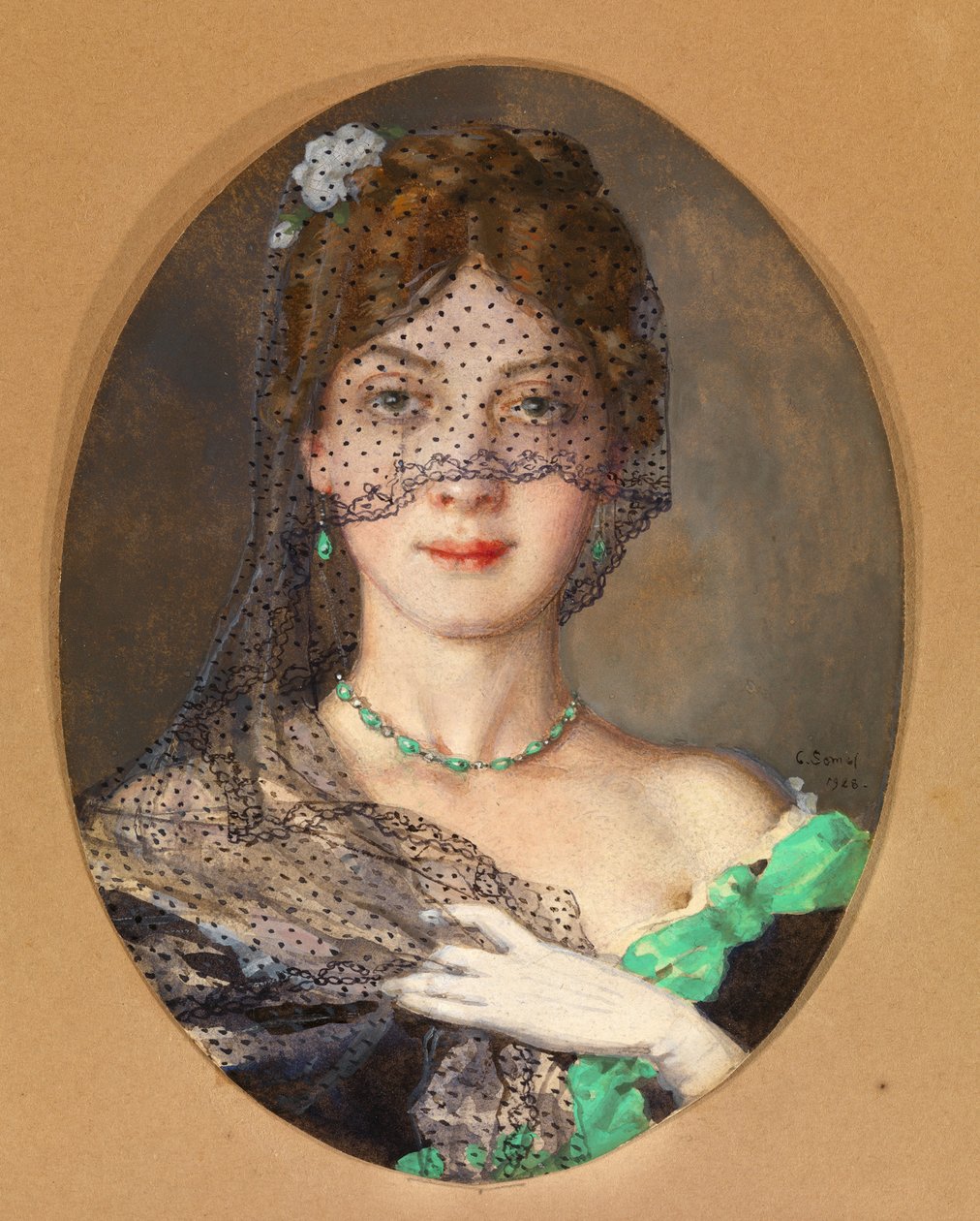 Damen med sløret Manon Lescaut af Konstantin Andreevic Somov