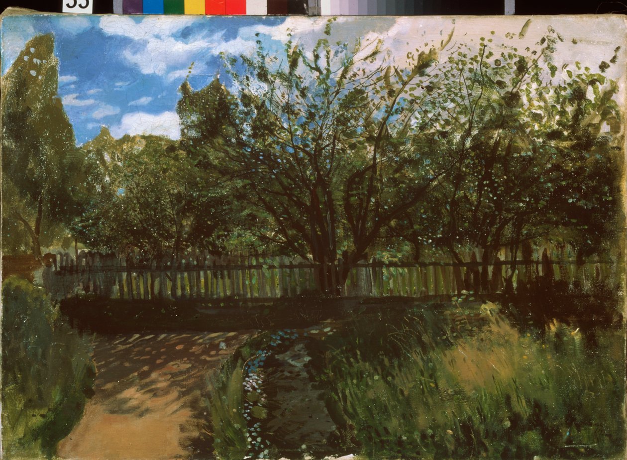 En lille have. Maleri af Konstantin (Constantin) Andreyevich Somov (1869-1939), olie på lærred af Konstantin Andreevic Somov