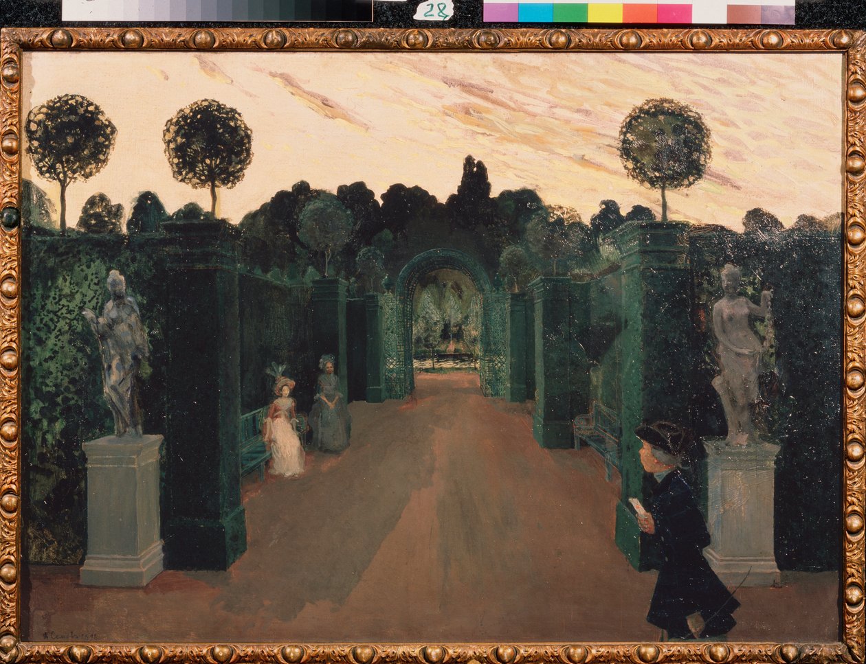 Et kærlighedsbrev. Maleri af Konstantin (Constantin) Andreyevich Somov (1869-1939), olie på lærred af Konstantin Andreevic Somov