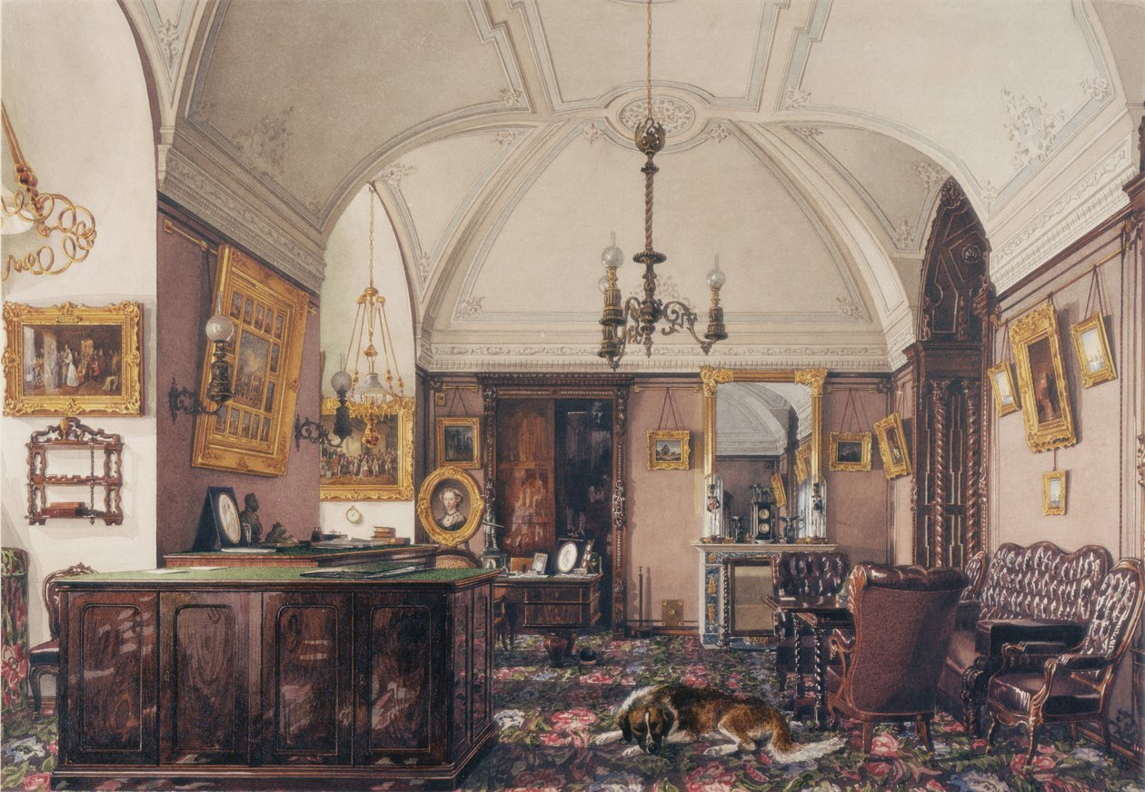 Interiør af Vinterpaladset. Studiet af storprins Nicholas Nicolaievich, 1856 af Konstantin Andreyevich Ukhtomsky