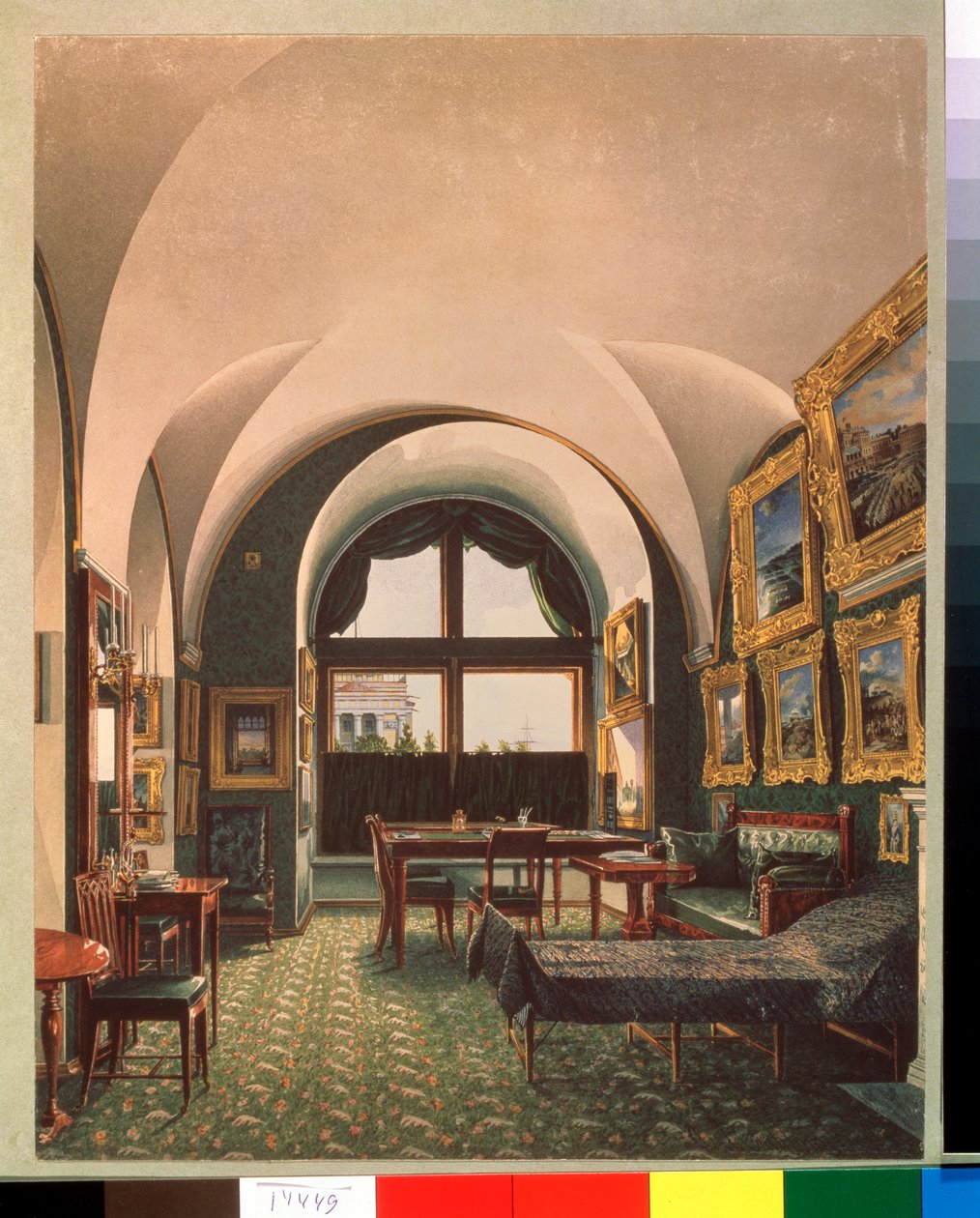 Det lille studie af kejser Nicholas I i Vinterpaladset i Skt. Petersborg - Værk Konstantin Andreyevich Ukhtomsky (Constantin Oukhtomsky) (1818 -1881), aqua af Konstantin Andreyevich Ukhtomsky