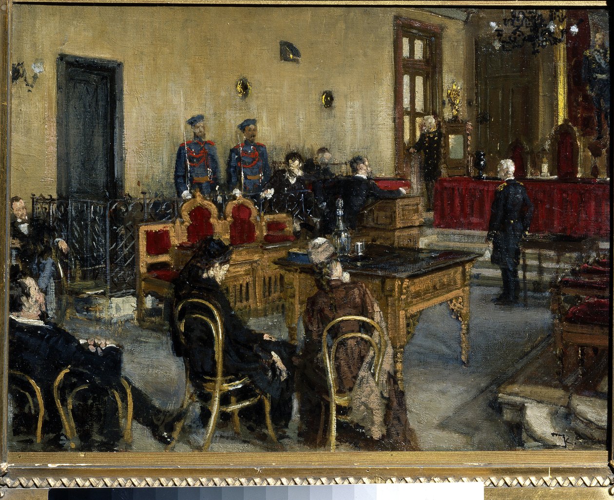 Venter på en dom. Maleri af Konstantin Apollonovich Savitsky (1844-1905), olie på lærred af Konstantin Apollonovich Savitsky