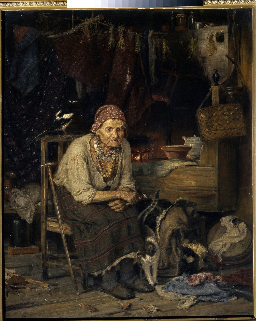 En heks. Maleri af Konstantin Apollonovich Savitsky (1844-1905), olie på lærred af Konstantin Apollonovich Savitsky