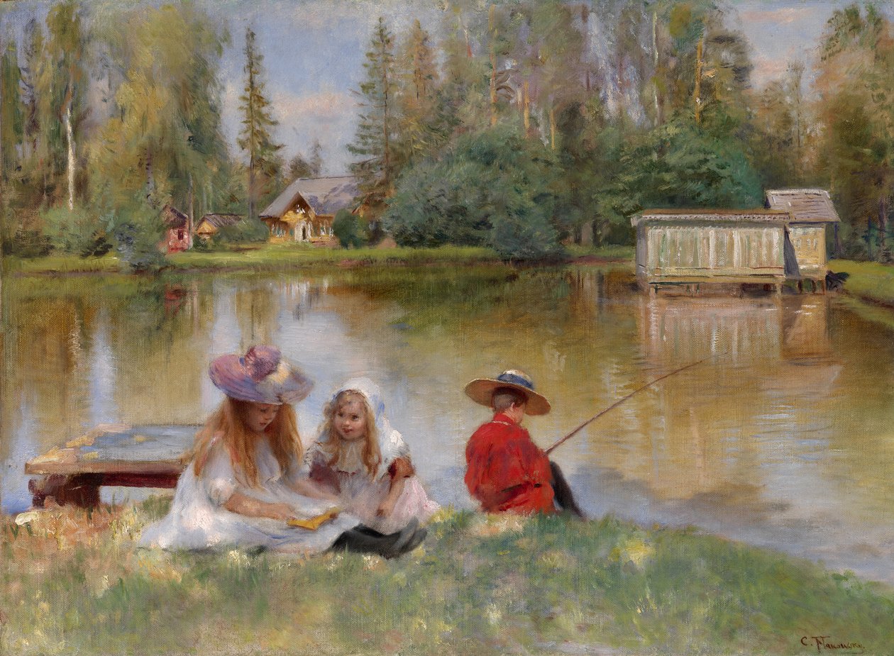 Børn ved søen af Konstantin Egorovich Makovsky
