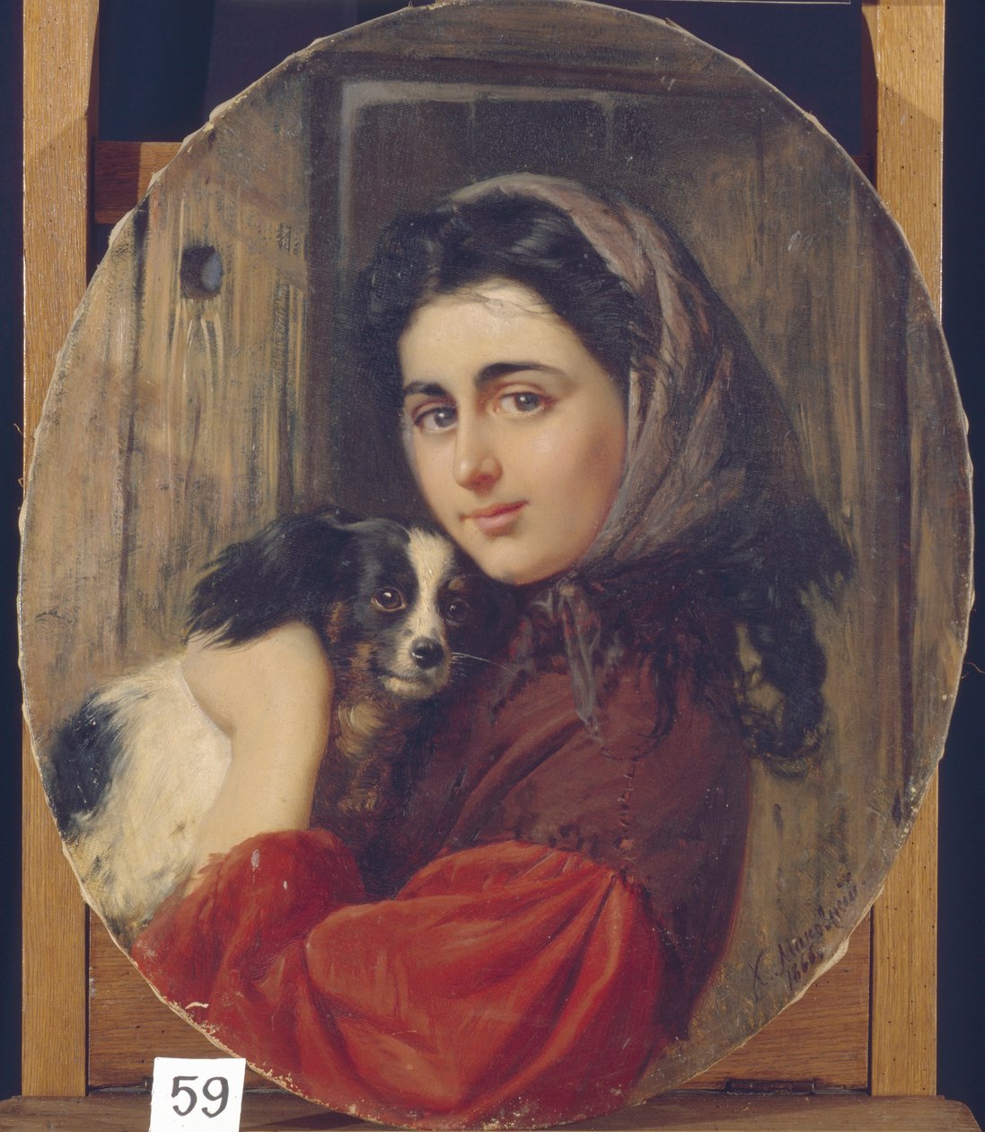 Pige med lille hund af Konstantin Egorovich Makovsky