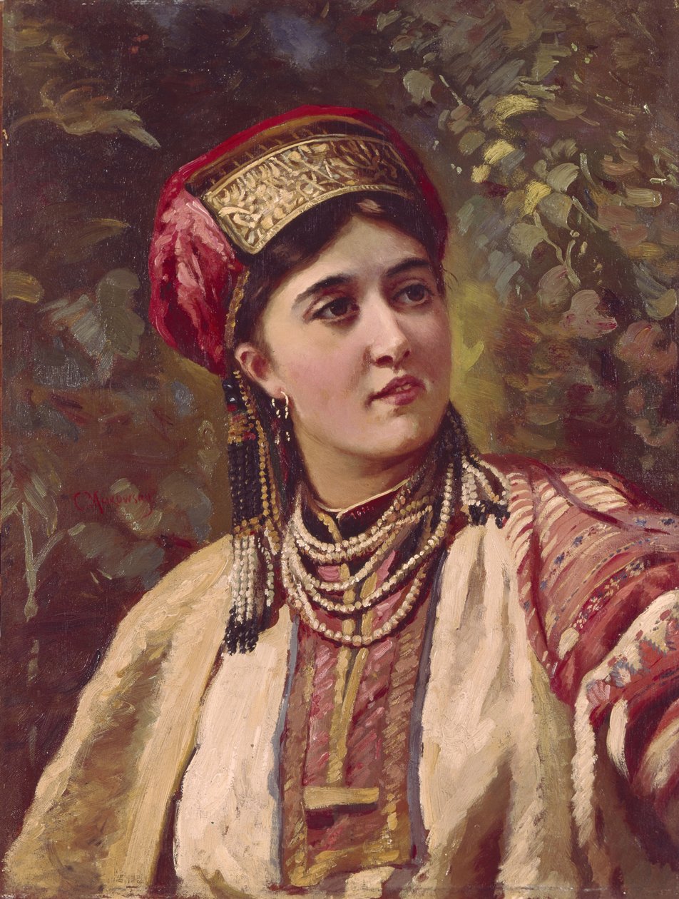 Pige i traditionel kjole af Konstantin Egorovich Makovsky
