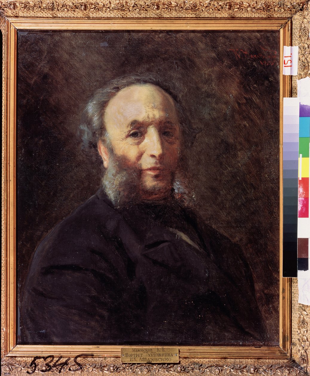 Portrait du peintre Ivan Aivazovsky (Aivazovsky) (1817-1900). (Portræt af kunstneren Ivan Aivazovsky). Peinture af Konstantin Yegorovich Makovsky (Constantin Makovski) (1839-1915), huile sur toile af Konstantin Egorovich Makovsky