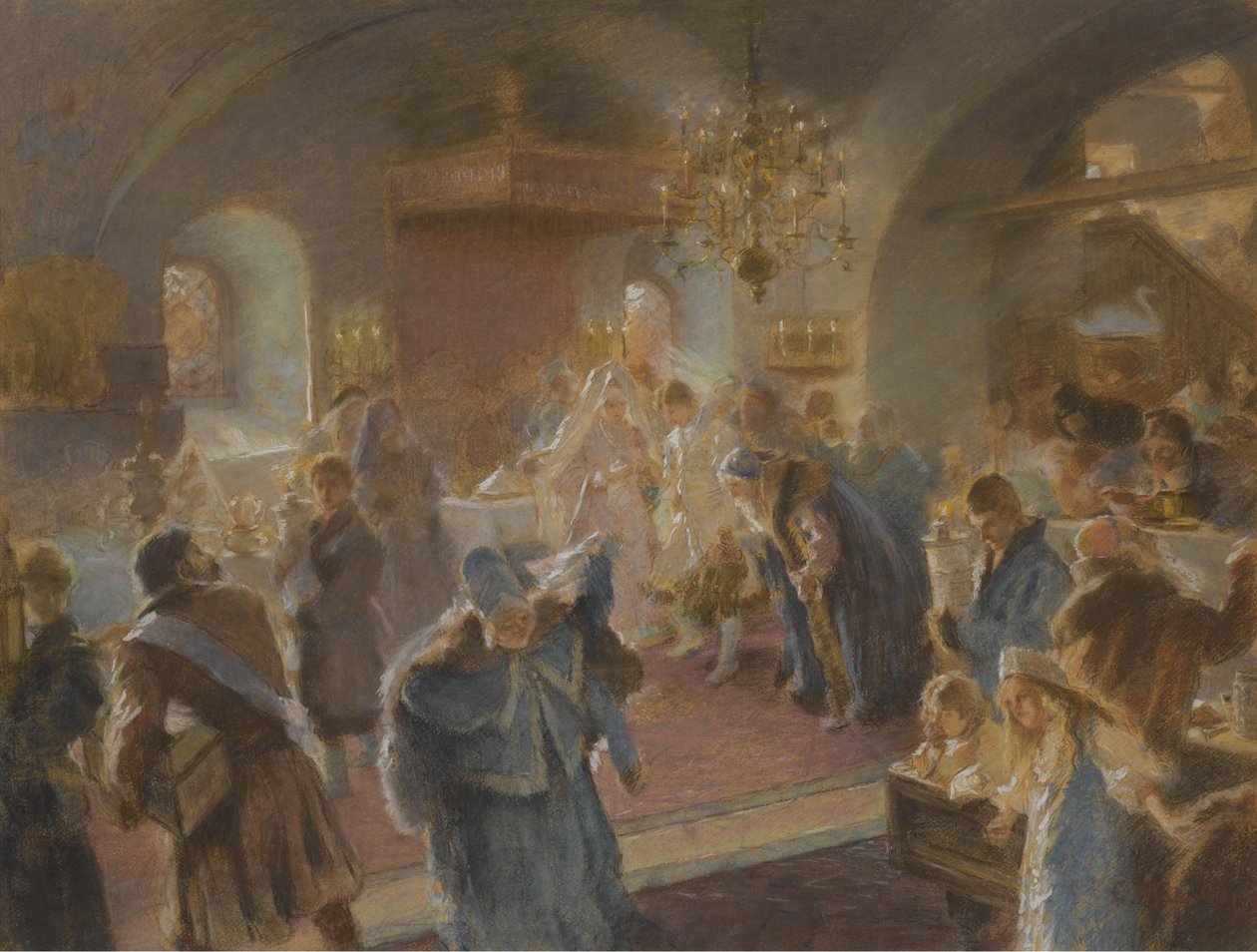Drysning af humlestudiet af Konstantin Egorovich Makovsky