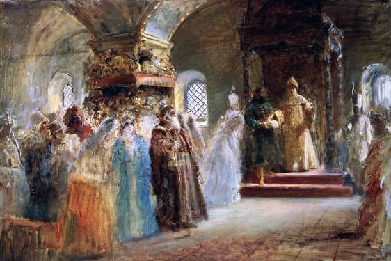 Tsar Alexei Michaylovich (1629-76) vælger en brud af Konstantin Egorovich Makovsky